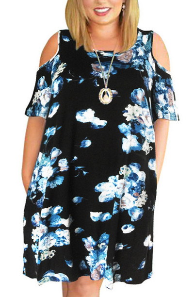 Vasaras ziedu apdruka lielizmēra brīva sieviešu kleita ar īsām piedurknēm ikdienišķa no pleciem lielizmēra Vestidos De Fiesta šiks sieviešu halāts