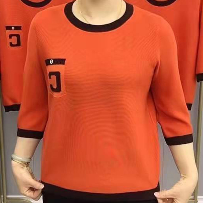 Irodai női 3/4 ujjú póló felsők, egyszínű alkalmi elegáns, mindenre passzoló nyári O-nyakú, bő, nagy méretű kötés női ruházat