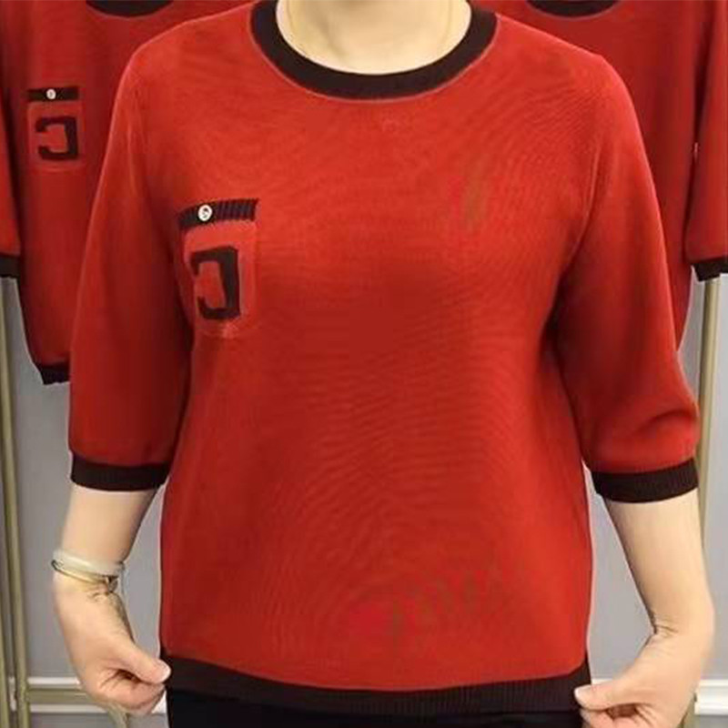 Irodai női 3/4 ujjú póló felsők, egyszínű alkalmi elegáns, mindenre passzoló nyári O-nyakú, bő, nagy méretű kötés női ruházat