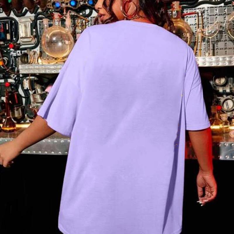DAYIFUN Solid Liela izmēra T-krekli Sieviešu vasaras kokvilnas T-krekli ar īsām piedurknēm O veida kakla izgriezumu Topi Sieviešu lielizmēra L-5XL ikdienas T krekls