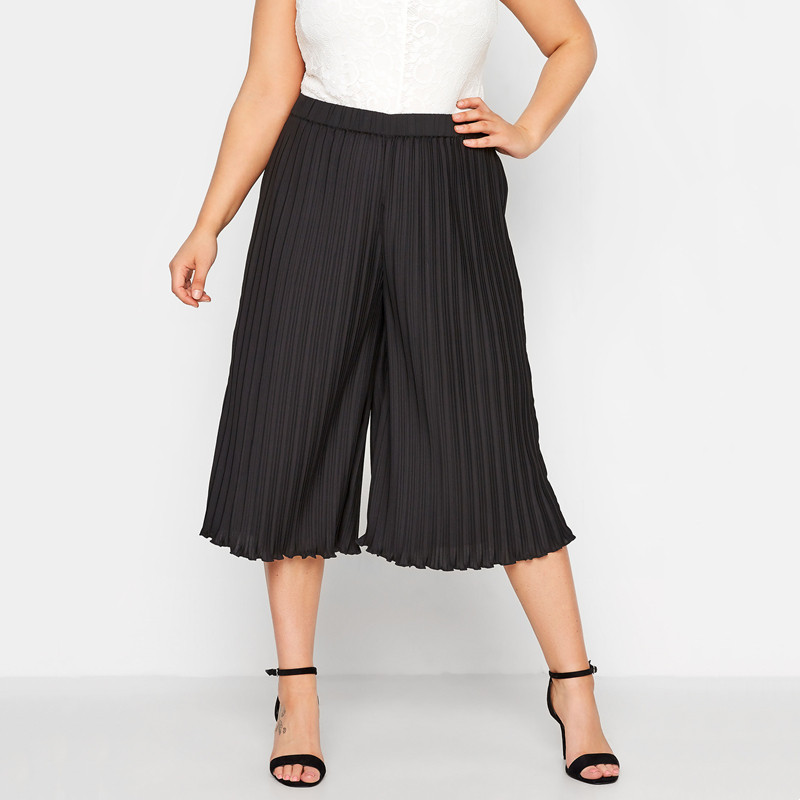 Καλοκαιρινό, κομψό πλισέ παντελόνι Κάπρι Γυναικείο Ψηλόμεσο Χαλαρό Casual Παντελόνι με φαρδύ κομμένο πόδι Παντελόνι για δουλειά κάθε περίσταση