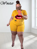 Wmstar lielizmēra divdaļīgie komplekti sievietēm jauni pieskaņoti komplekti lūpu apdrukai Top šorti sporta tērps ikdienas vasaras vairumtirdzniecība dropshipping