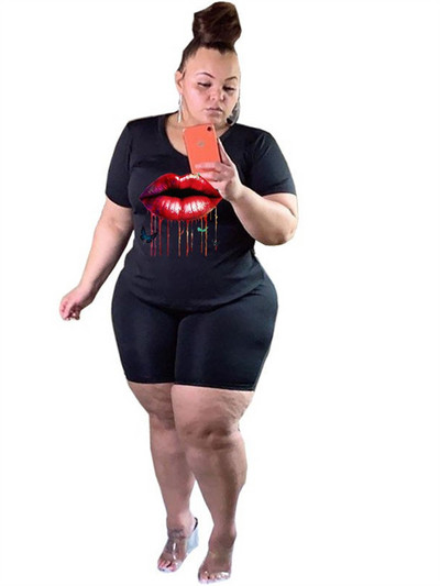 Wmstar lielizmēra divdaļīgie komplekti sievietēm jauni pieskaņoti komplekti lūpu apdrukai Top šorti sporta tērps ikdienas vasaras vairumtirdzniecība dropshipping