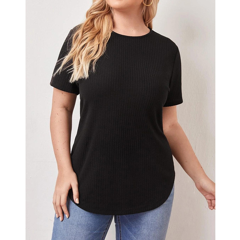 Pavasaris Vasara Jauna Atpakaļ Poga Ikdienas T-krekls Ielu apģērbs vienkrāsains sloksne ar īsām piedurknēm, džemperis Liela izmēra sieviešu topi