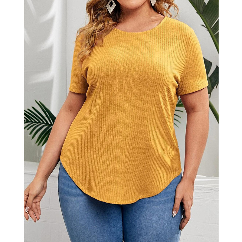 Pavasaris Vasara Jauna Atpakaļ Poga Ikdienas T-krekls Ielu apģērbs vienkrāsains sloksne ar īsām piedurknēm, džemperis Liela izmēra sieviešu topi