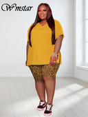 Wmstar lielizmēra sieviešu apģērbi, brīvi augšējie leoparda šorti, pieskaņots komplekts ikdienišķs 2 daļīgs tērps, jauns vasaras vairumtirdzniecības piedāvājums