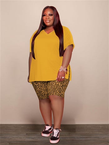 Wmstar Plus Size Γυναικεία Ρούχα Loose Top Leopard σορτς ασορτί σετ Casual 2 τεμαχίων Νέα καλοκαιρινή χονδρική Dropshipping