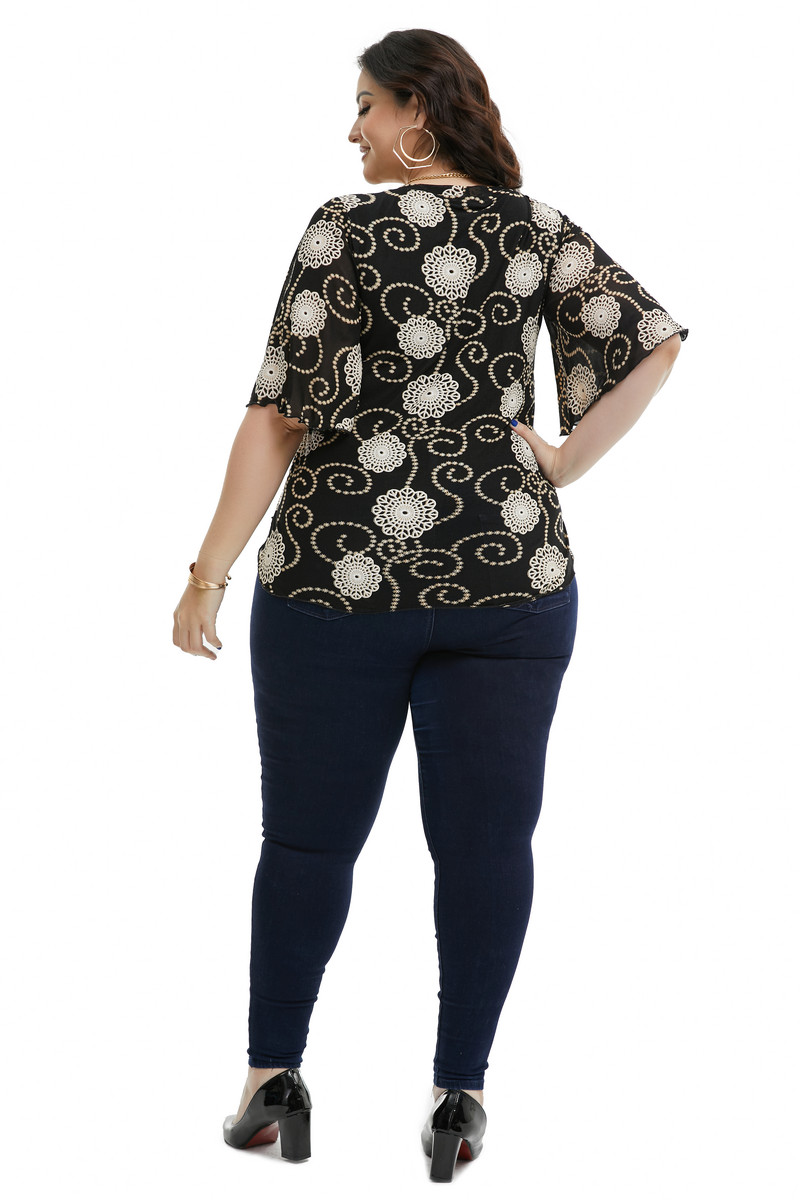 Yitonglian sieviešu vasaras T-krekls ar īsām piedurknēm ar apdrukātu rakstu, elegants liela izmēra topi Blūze H375