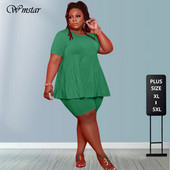 5XL lielizmēra divdaļīgs komplekts vairumtirdzniecības šortu komplekti modes vienkrāsaini, brīvi apgriezti augšas legingi, salds ikdienas pieskaņots komplekts