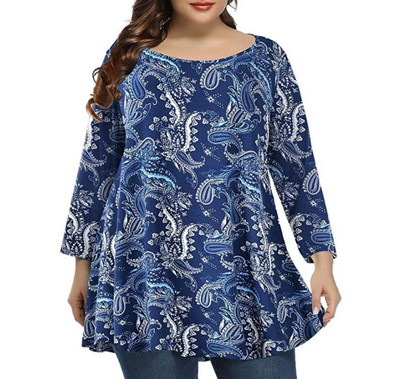 Liela izmēra T-krekls Sieviešu pavasara rudens ar garām piedurknēm ar leoparda rakstu vintage blūze, gara, brīva, liela izmēra sieviešu topi, sieviešu apģērbi