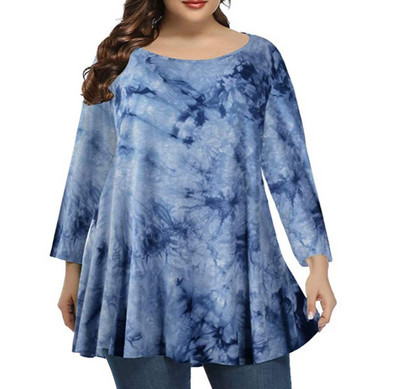 Liela izmēra T-krekls Sieviešu pavasara rudens ar garām piedurknēm ar leoparda rakstu vintage blūze, gara, brīva, liela izmēra sieviešu topi, sieviešu apģērbi