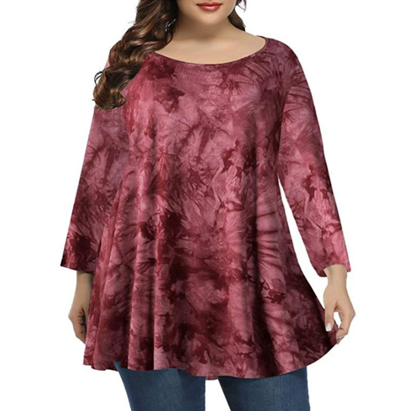 Liela izmēra T-krekls Sieviešu pavasara rudens ar garām piedurknēm ar leoparda rakstu vintage blūze, gara, brīva, liela izmēra sieviešu topi, sieviešu apģērbi