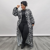 Liela izmēra sieviešu garais mētelis 2022. gada rudens apdrukas jaka Sieviešu modes dizaineru jakas Sieviešu rudens ikdienas mētelis, apģērbu vairumtirdzniecība