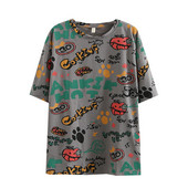 Vasaras T-krekli Sieviešu Apģērbi T-krekli 2021 Ikdienišķa Liela izmēra Topi Īsām piedurknēm Mazgāts Kokvilnas Apdruka Camiseta Mujer K72-1099