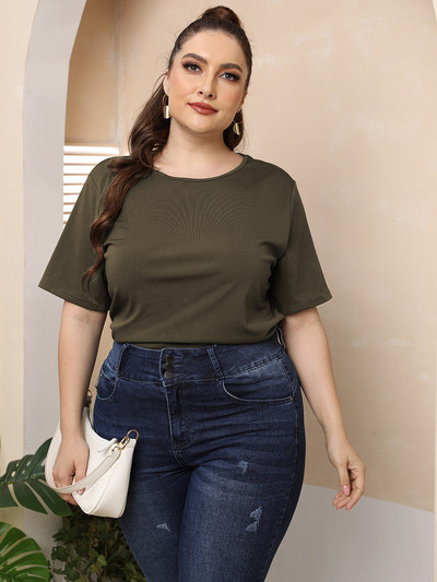 GIBSIE lielizmēra vienkrāsains, izgriezts mugurpuses T-krekls ar O veida kakla izgriezumu, sieviešu 2022. gada vasaras īsās piedurknes, t-krekli. Sieviešu korejiešu ikdienas T-krekli