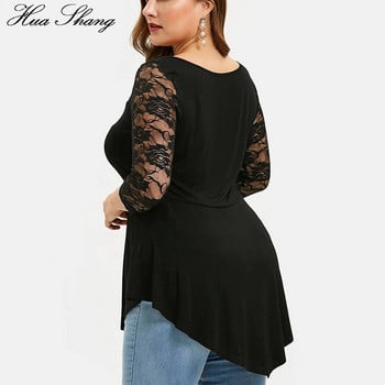 Plus Size 5XL Floral δαντέλα Hollow Out Sexy Tunic Μπλούζα Γυναικεία Ρούχα Καλοκαιρινά μπλουζάκια μεγάλου μεγέθους Γυναικεία βολάν ακανόνιστη μπλούζα