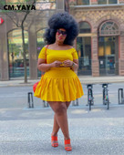 CM.YAYA lielizmēra, divi, 2 daļīgs komplekts ar slaidu kakla izgriezumu ar īsām piedurknēm + mini kroku svārku komplekts, seksīgs ikdienas tērpu komplekts 2021. gada vasara