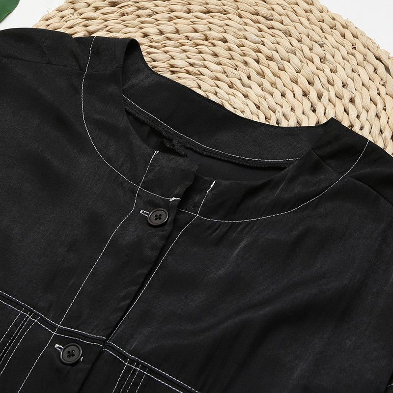 Liela izmēra mētelis sievietēm pavasarī un rudenī 3XL-6XL apaļš kakls ar vienrindu īpaši liela izmēra biezāka jaka resnām sievietēm