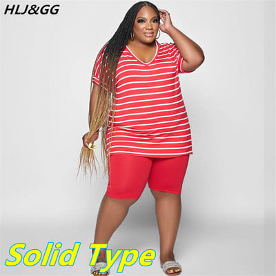 HLJ&GG ikdienas svītraini brīvi lielizmēra divdaļīgie komplekti sievietēm ROZĀ burtu apdruku Tkrekls ar V veida kakla izgriezumu + šorti, modes 2 gab. Ielu apģērbs 2022