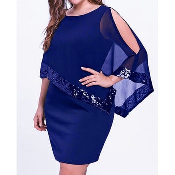 Sexy Hollow Sequins Irregular Plus Size Κομψά φορέματα πάρτι για γυναίκες Καλοκαιρινά ρούχα Casual με λαιμόκοψη μασίφ μίνι φόρεμα Vestidos