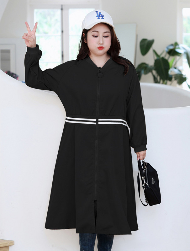 Jauni 2022. gada Sieviešu pavasara rudens lielizmēra topi sievietēm Liela izmēra O veida kakla izgriezums ar garām piedurknēm melns mētelis 4XL 5XL 6XL 7XL 8XL