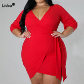 Vasaras apģērbi sievietēm vienkrāsains džemperis ar V veida izgriezumu ar puspiedurknēm ar augstu vidukli, neregulāru ceļgalu, A-līnijas svārki liela izmēra kleitas