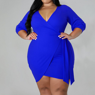 Vasaras apģērbi sievietēm vienkrāsains džemperis ar V veida izgriezumu ar puspiedurknēm ar augstu vidukli, neregulāru ceļgalu, A-līnijas svārki liela izmēra kleitas