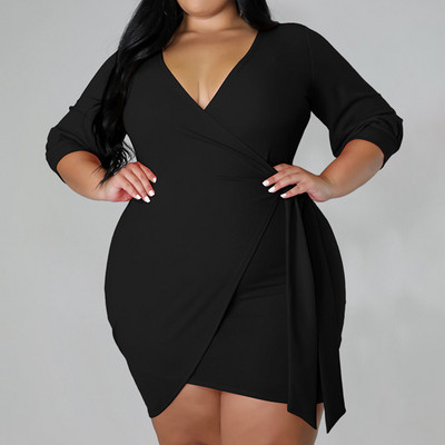 Vasaras apģērbi sievietēm vienkrāsains džemperis ar V veida izgriezumu ar puspiedurknēm ar augstu vidukli, neregulāru ceļgalu, A-līnijas svārki liela izmēra kleitas