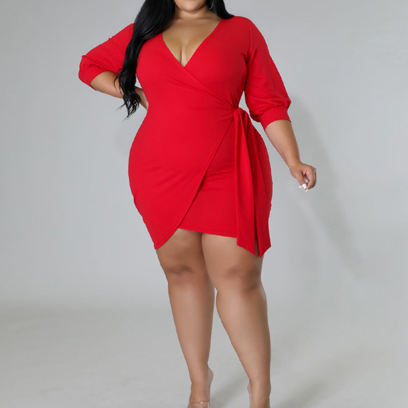 Vasaras apģērbi sievietēm vienkrāsains džemperis ar V veida izgriezumu ar puspiedurknēm ar augstu vidukli, neregulāru ceļgalu, A-līnijas svārki liela izmēra kleitas