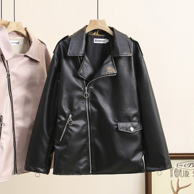 Sieviešu apģērbi Ādas jaka Liela izmēra pavasara modes ikdienas sieviešu motocikla slīpi rāvējslēdzēja PU mēteļi Abrigo De Mujer