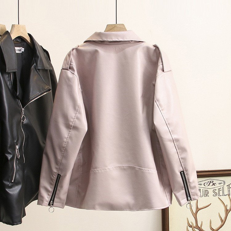 Sieviešu apģērbi Ādas jaka Liela izmēra pavasara modes ikdienas sieviešu motocikla slīpi rāvējslēdzēja PU mēteļi Abrigo De Mujer