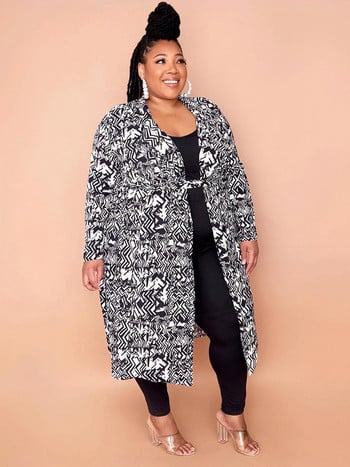 Γυναικεία Ρούχα Plus Size Chic και κομψό παλτό με ζώνη Ζακέτα μεγάλου μεγέθους μακρυμάνικη ζακέτα χονδρική Dropshipping