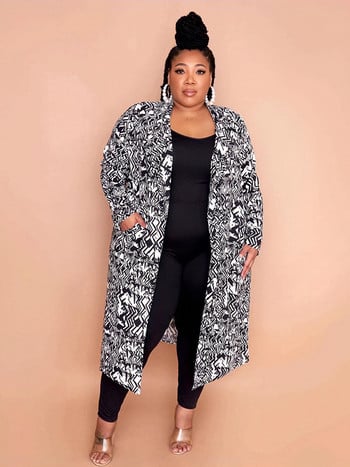 Γυναικεία Ρούχα Plus Size Chic και κομψό παλτό με ζώνη Ζακέτα μεγάλου μεγέθους μακρυμάνικη ζακέτα χονδρική Dropshipping