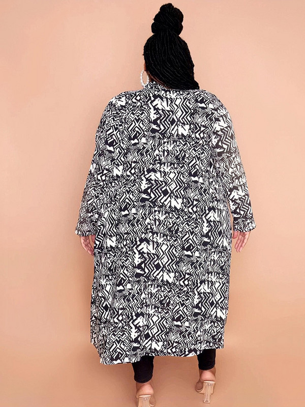 Apģērbi sievietēm Liela izmēra elegants un elegants mētelis ar jostu Liela izmēra jaciņa ar garām piedurknēm jaciņu vairumtirdzniecība Dropshipping