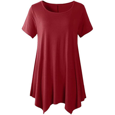 2022. gada vasara sievietēm ar īsām piedurknēm masīva ikdienas blūze Liela izmēra neregulāri gari topi Lielizmēra sieviešu apģērbi