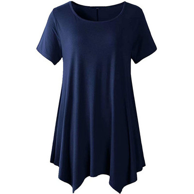 2022. gada vasara sievietēm ar īsām piedurknēm masīva ikdienas blūze Liela izmēra neregulāri gari topi Lielizmēra sieviešu apģērbi