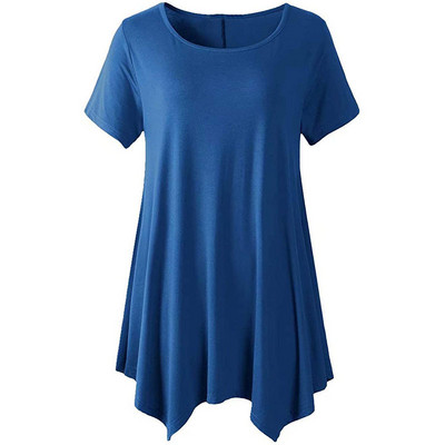 2022. gada vasara sievietēm ar īsām piedurknēm masīva ikdienas blūze Liela izmēra neregulāri gari topi Lielizmēra sieviešu apģērbi