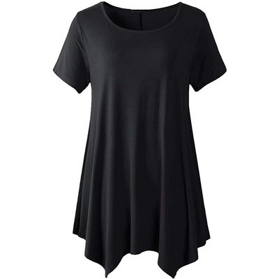 2022. gada vasara sievietēm ar īsām piedurknēm masīva ikdienas blūze Liela izmēra neregulāri gari topi Lielizmēra sieviešu apģērbi