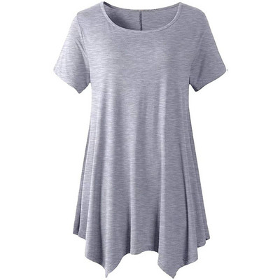 2022. gada vasara sievietēm ar īsām piedurknēm masīva ikdienas blūze Liela izmēra neregulāri gari topi Lielizmēra sieviešu apģērbi