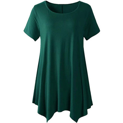 2022. gada vasara sievietēm ar īsām piedurknēm masīva ikdienas blūze Liela izmēra neregulāri gari topi Lielizmēra sieviešu apģērbi