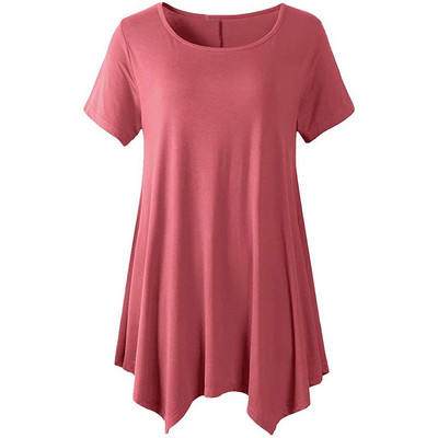 2022. gada vasara sievietēm ar īsām piedurknēm masīva ikdienas blūze Liela izmēra neregulāri gari topi Lielizmēra sieviešu apģērbi