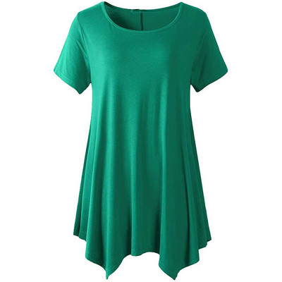 2022. gada vasara sievietēm ar īsām piedurknēm masīva ikdienas blūze Liela izmēra neregulāri gari topi Lielizmēra sieviešu apģērbi