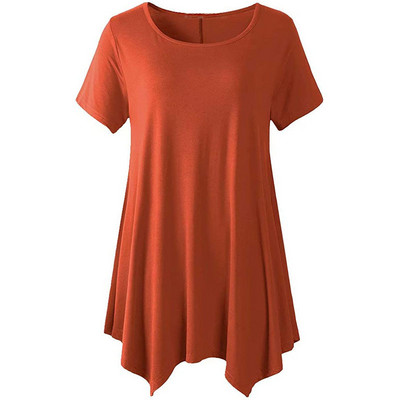 2022. gada vasara sievietēm ar īsām piedurknēm masīva ikdienas blūze Liela izmēra neregulāri gari topi Lielizmēra sieviešu apģērbi