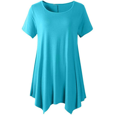 2022. gada vasara sievietēm ar īsām piedurknēm masīva ikdienas blūze Liela izmēra neregulāri gari topi Lielizmēra sieviešu apģērbi