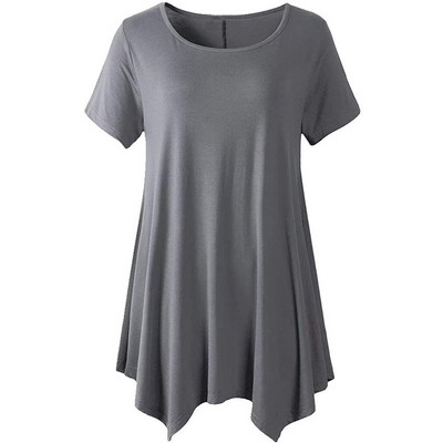 2022. gada vasara sievietēm ar īsām piedurknēm masīva ikdienas blūze Liela izmēra neregulāri gari topi Lielizmēra sieviešu apģērbi