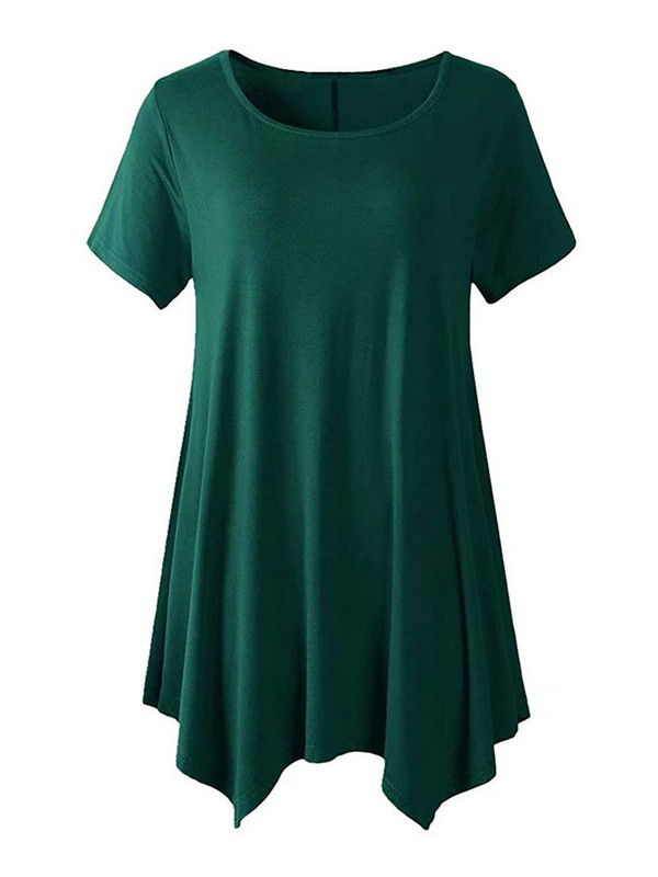 2022. gada vasara sievietēm ar īsām piedurknēm masīva ikdienas blūze Liela izmēra neregulāri gari topi Lielizmēra sieviešu apģērbi