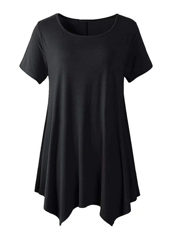 2022. gada vasara sievietēm ar īsām piedurknēm masīva ikdienas blūze Liela izmēra neregulāri gari topi Lielizmēra sieviešu apģērbi