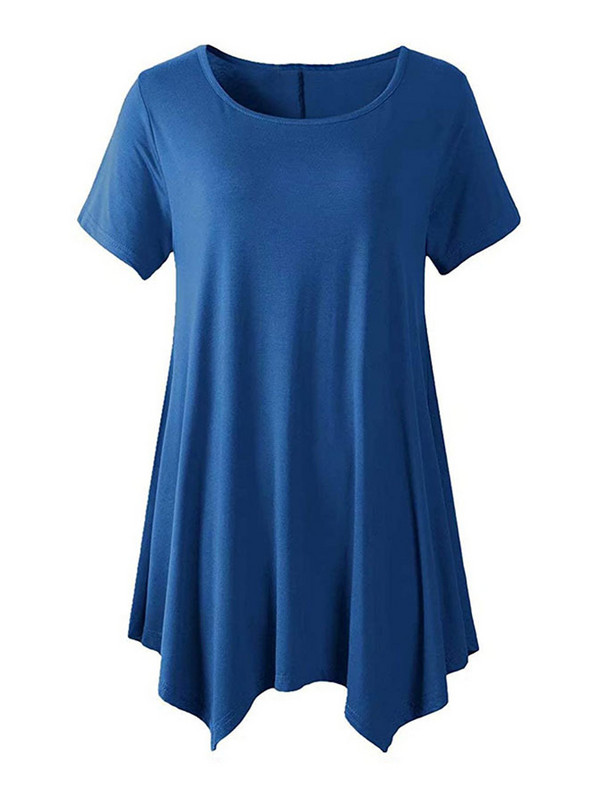 2022. gada vasara sievietēm ar īsām piedurknēm masīva ikdienas blūze Liela izmēra neregulāri gari topi Lielizmēra sieviešu apģērbi