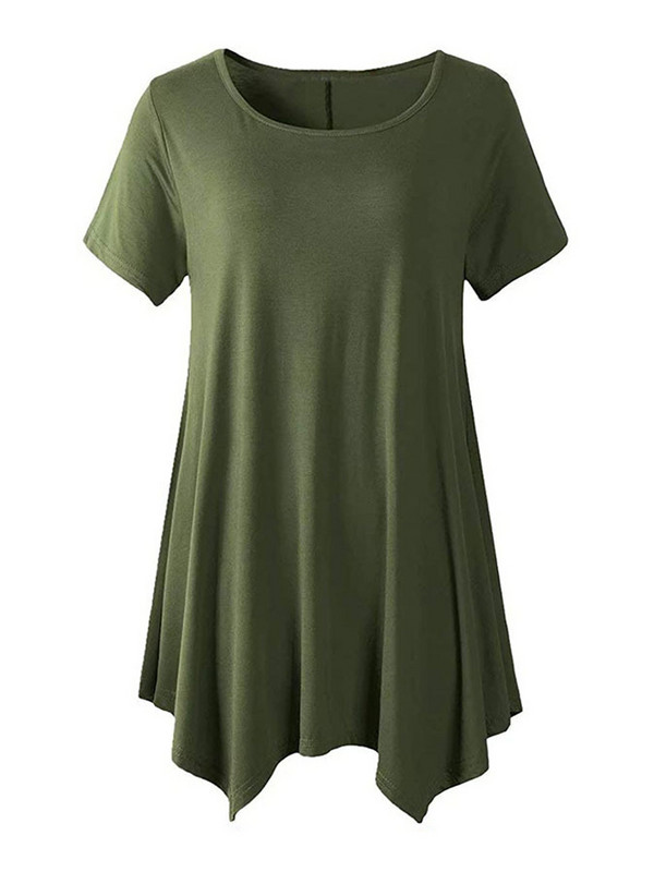 2022. gada vasara sievietēm ar īsām piedurknēm masīva ikdienas blūze Liela izmēra neregulāri gari topi Lielizmēra sieviešu apģērbi