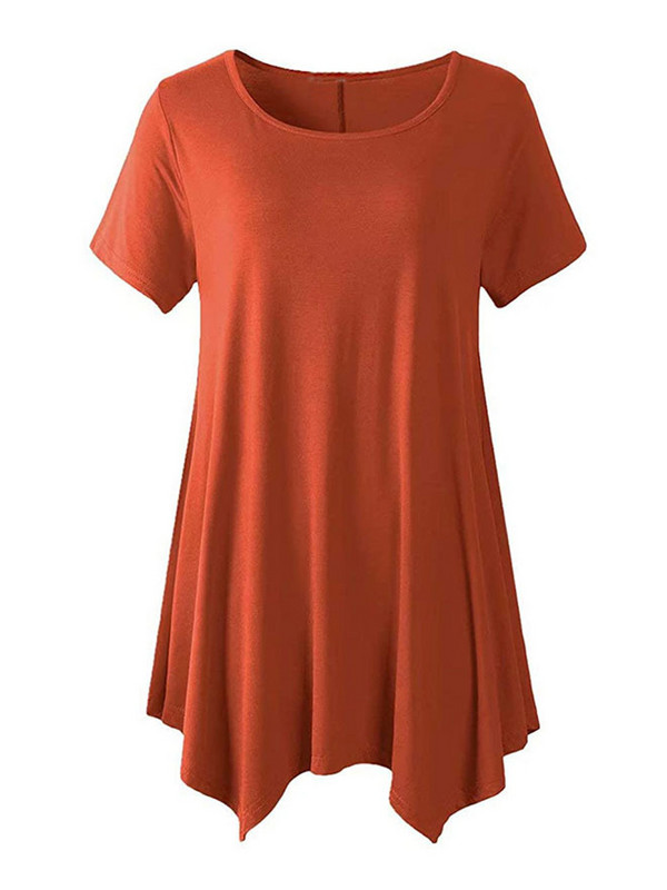 2022. gada vasara sievietēm ar īsām piedurknēm masīva ikdienas blūze Liela izmēra neregulāri gari topi Lielizmēra sieviešu apģērbi